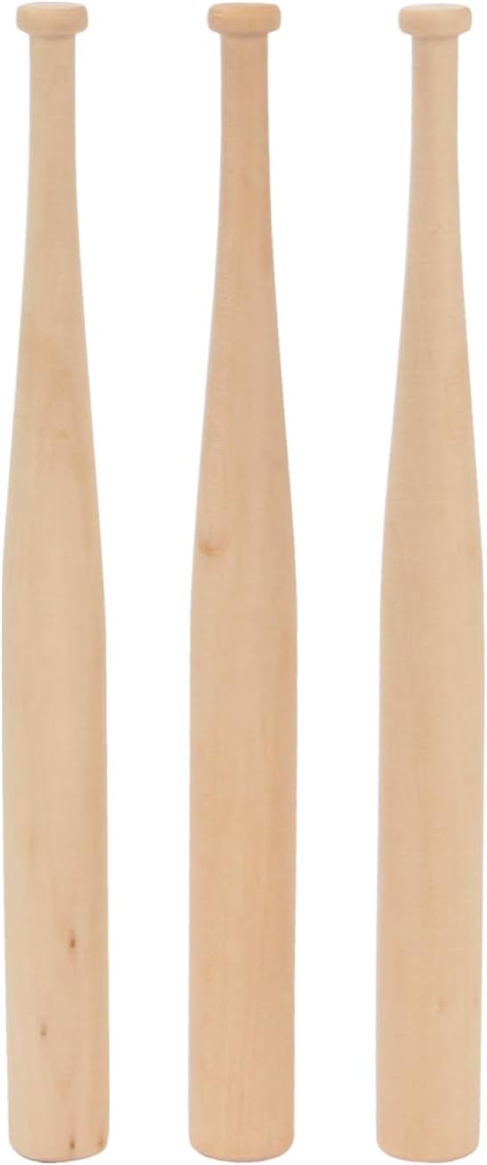3 Pack 8" Mini Baseball Bats, Wooden Unfinished Wood Ball Bats Mini Baseball Bat, Unpainted Small Wooden Bats Small Party Favors for Painting Sports DIY Craft Projects
