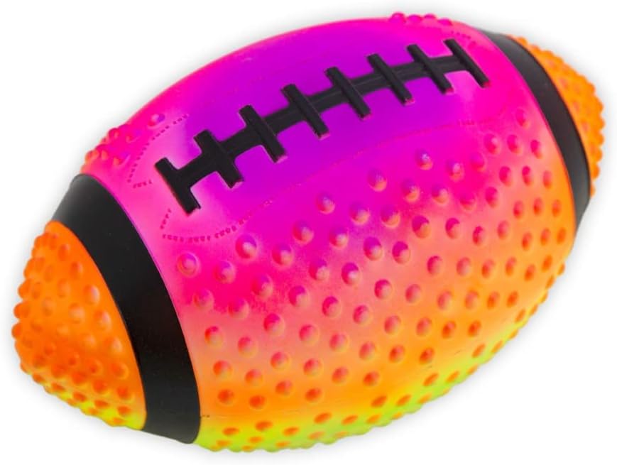 Practice Football Neon Rainbow Colored 9" Spiked for gripping Control Made of Soft Rubber Inflatable Football Comes Pre Filled with Air Ready to use Great for The Pool or Playground