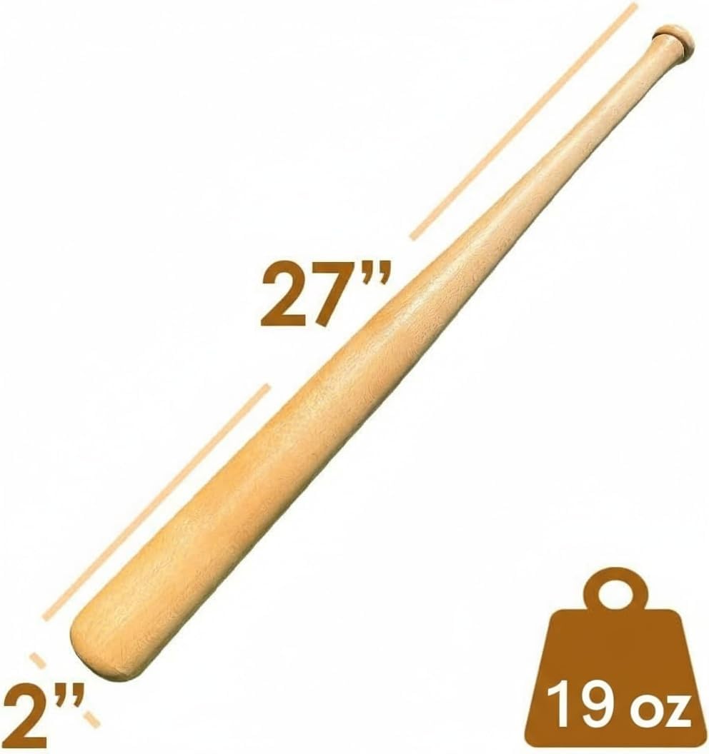 Genuine Solid Beech Wood Baseball Bat - 27" 29" 31" Youth Baseball Bats, Tball Bat, Weight Training, Pickup Games for Adult - Classic and Timeless Design
