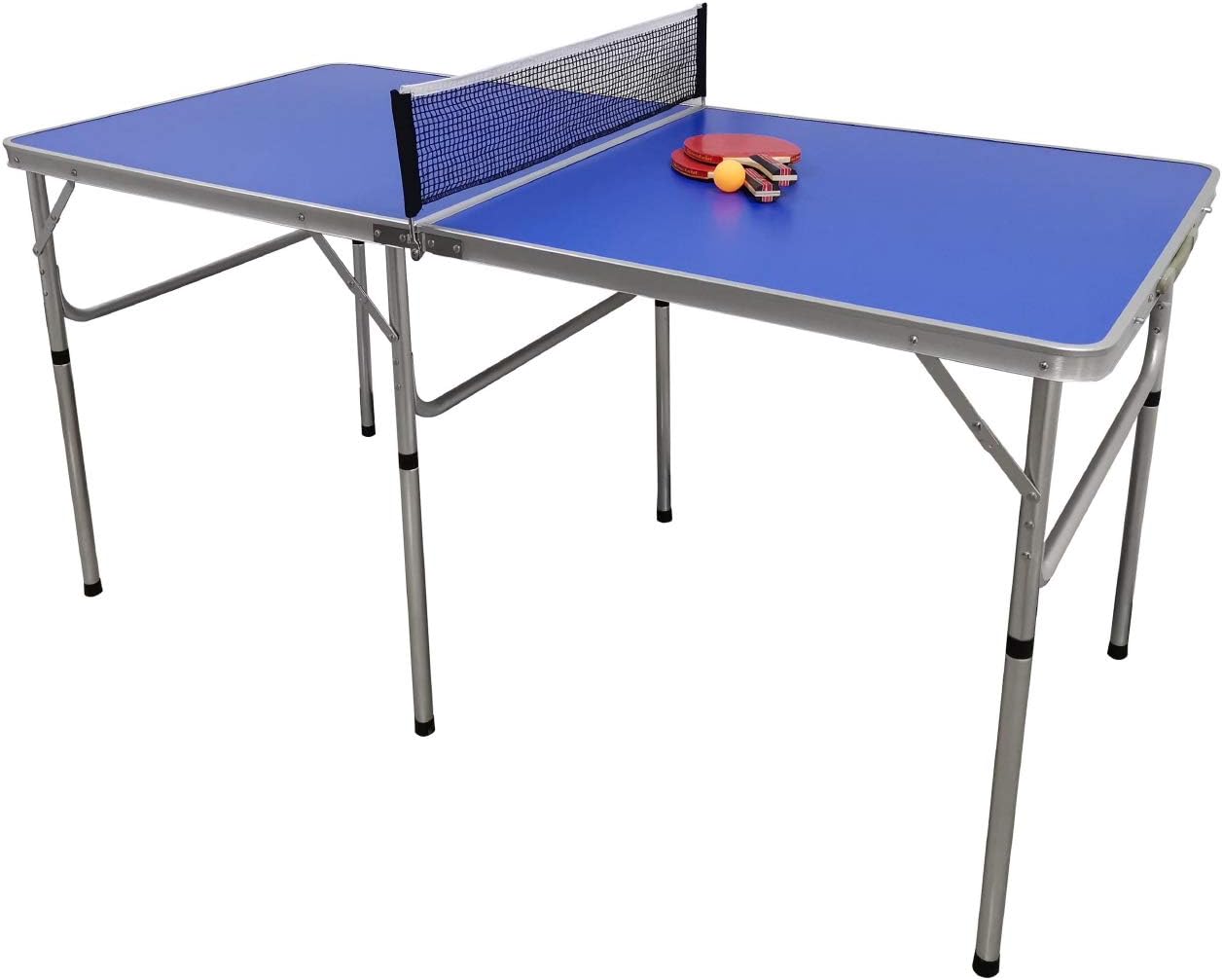 5 Ft. Folding Table Tennis Ping Pong Table Set with Paddles and Balls, Blue