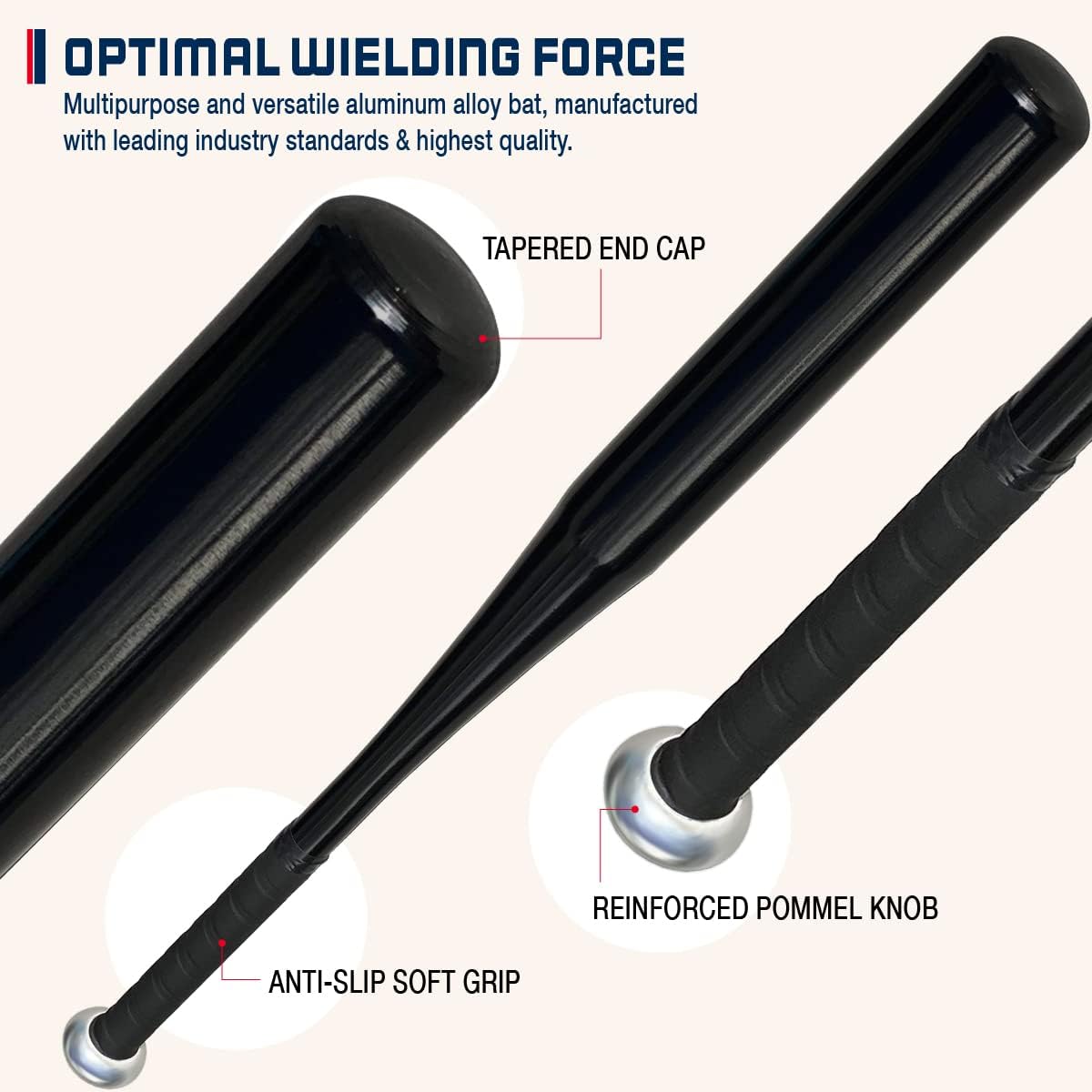 Aluminum Baseball Bat - 28 Inch 13 Oz - Ultra-Lightweight Fungo Bat for Softball, Home Defense, Training, Security, and Protection -