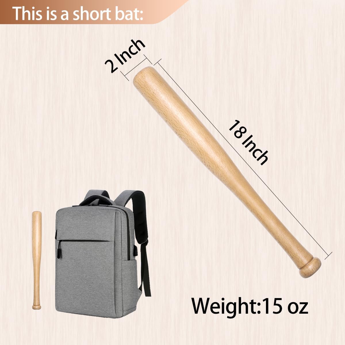 Short Wooden Baseball Bat,18 Inch Mini Wood Baseball Bats for Home Self Defense,One Hand Training Bat