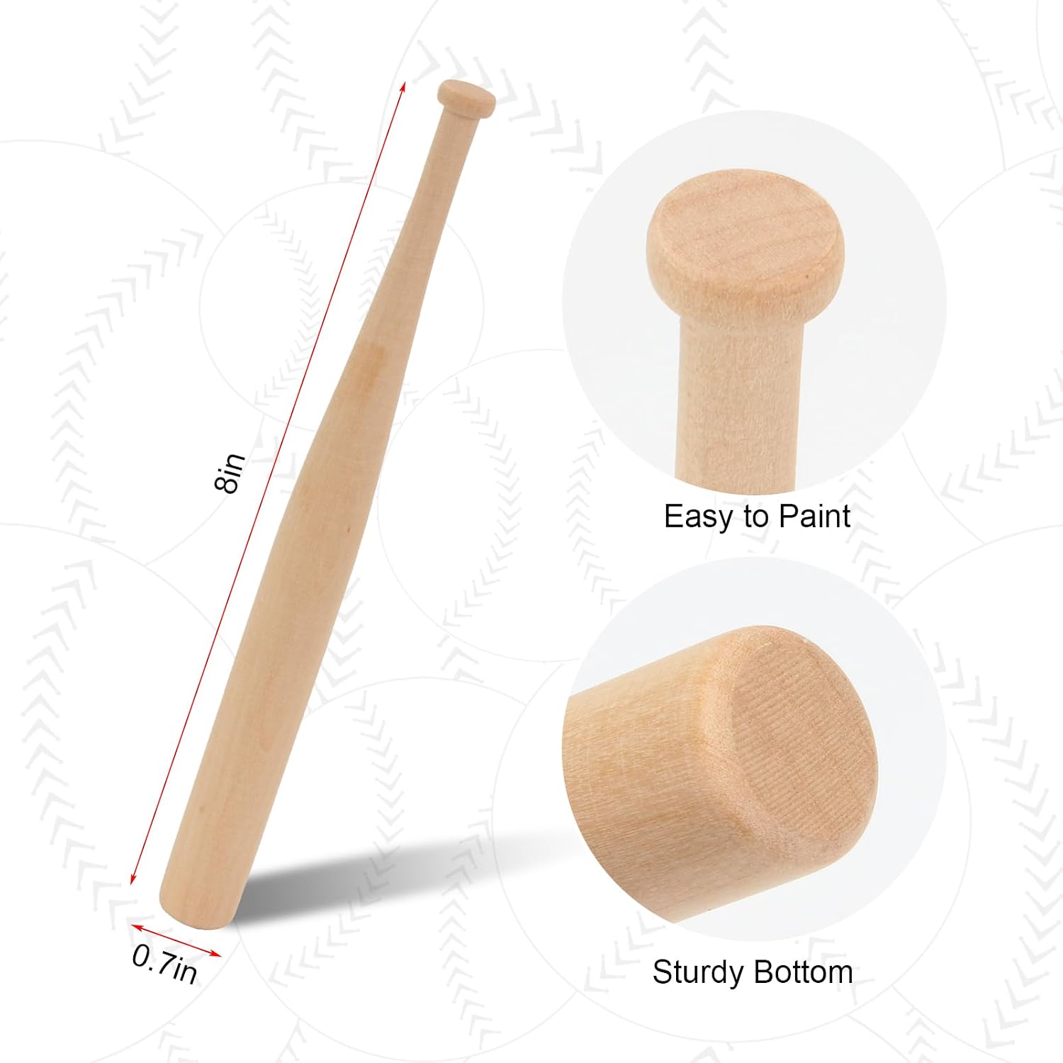 3 Pack 8" Mini Baseball Bats, Wooden Unfinished Wood Ball Bats Mini Baseball Bat, Unpainted Small Wooden Bats Small Party Favors for Painting Sports DIY Craft Projects