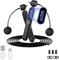 Cordless Jump Rope with Counter, 2 In 1 Weighted Ropeless Skipping Rope for Kids Women Men, Adjustable Digital Smart Jump Ropes for Fitness Workout Boxing Speed Training Home Gym