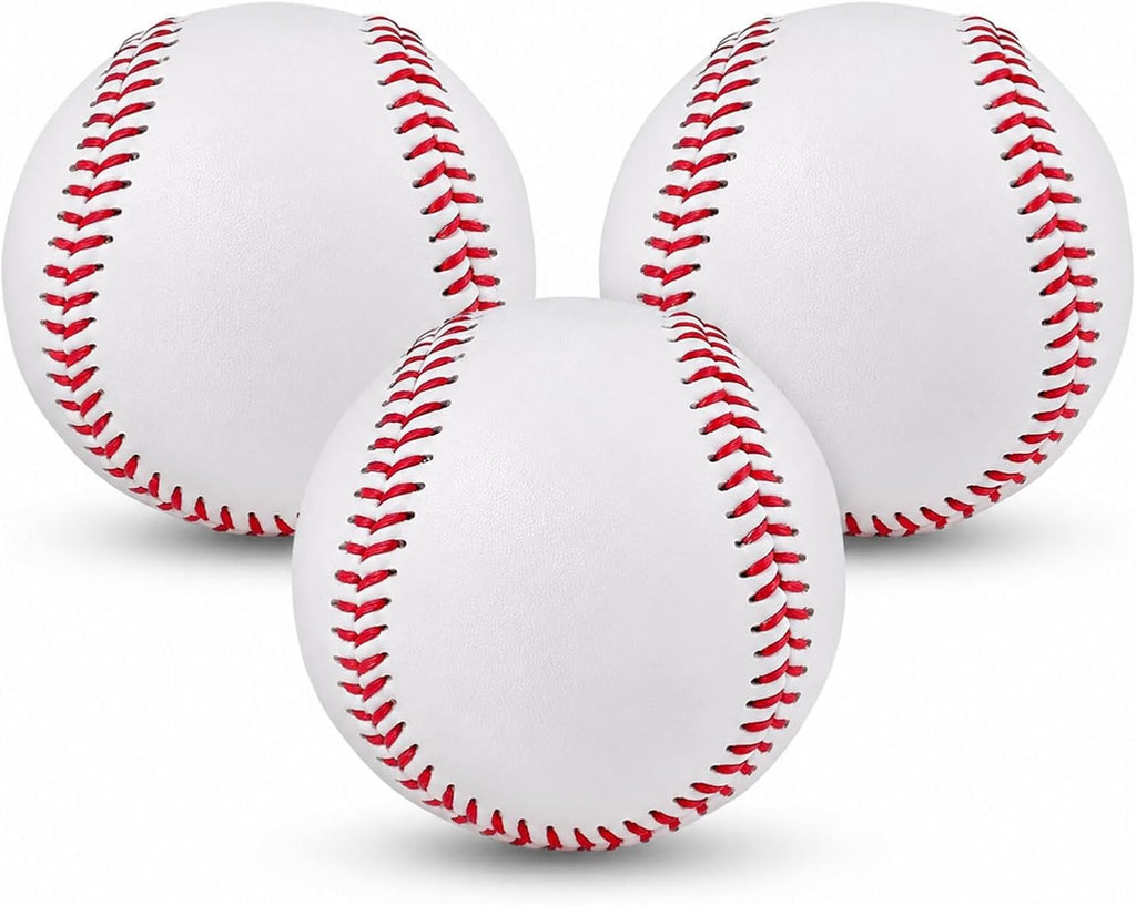 Hard Baseballs, Classic White Baseball Practice Balls, Raised Seam Training (3 Piece)