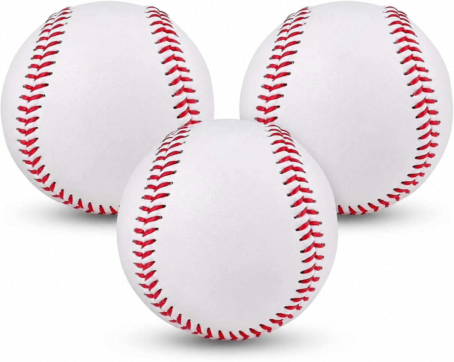 Hard Baseballs, Classic White Baseball Practice Balls, Raised Seam Training (3 Piece)