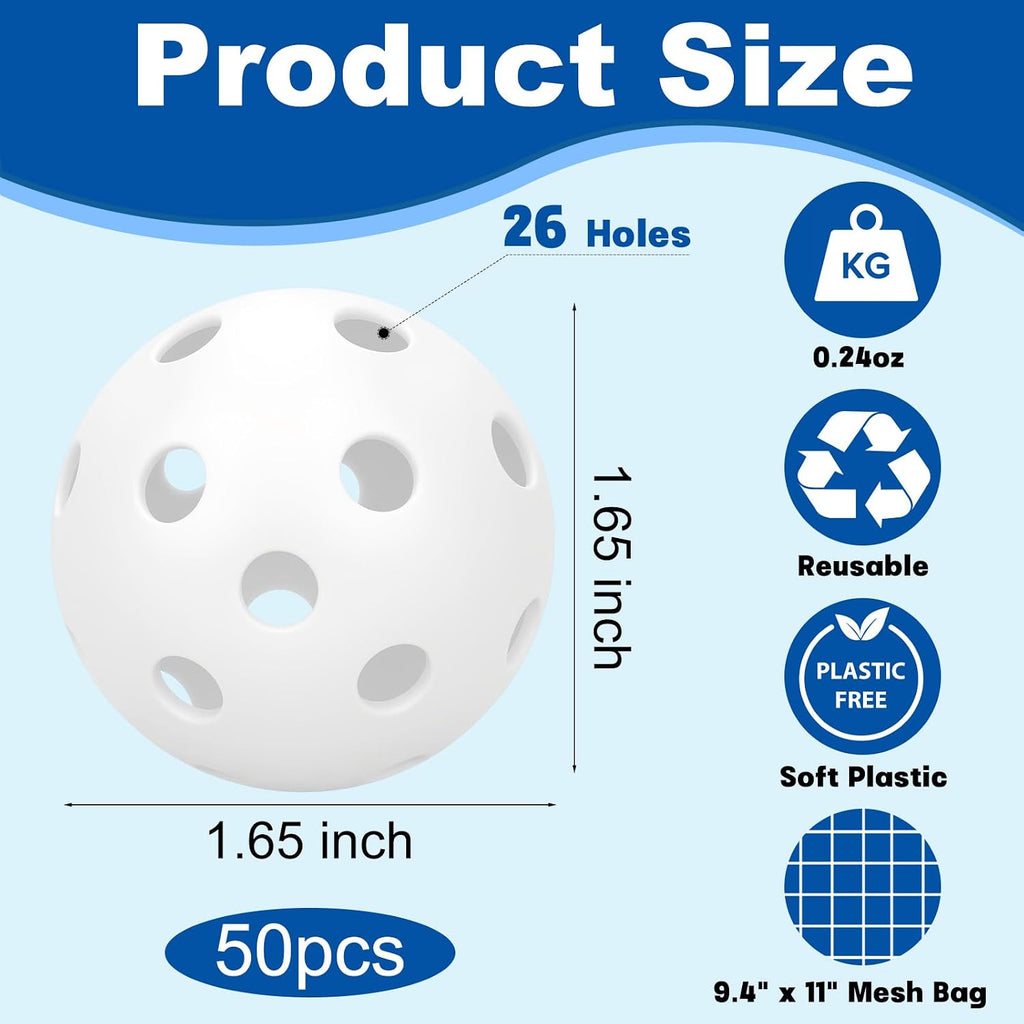 24/50/100 Pack Practice Baseball 42mm Mini Plastic Hollow Softballs, Baseball Training Balls with Drawstring Bag for Indoor Outdoor Backyard Batting Practice