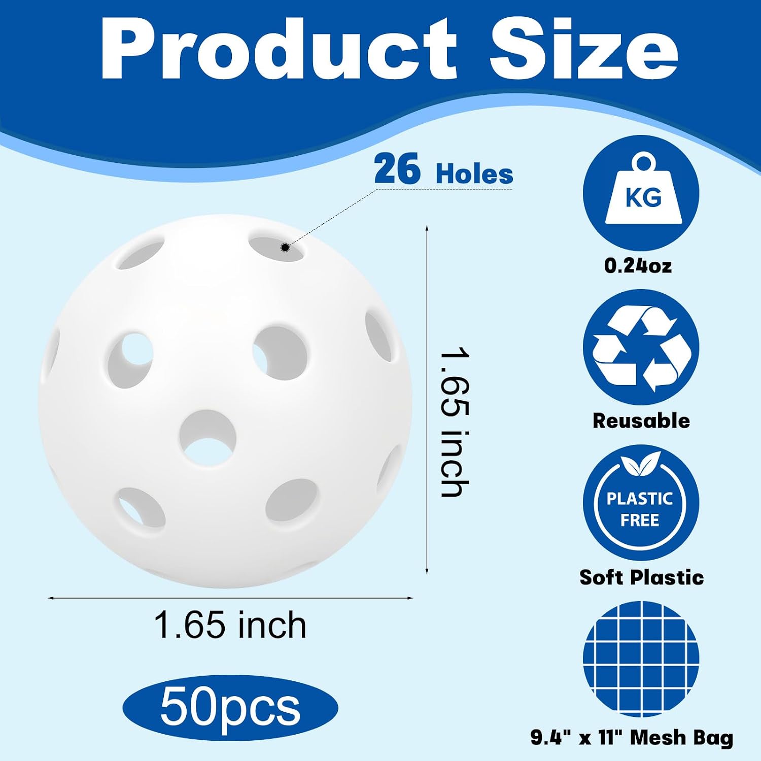 24/50/100 Pack Practice Baseball 42mm Mini Plastic Hollow Softballs, Baseball Training Balls with Drawstring Bag for Indoor Outdoor Backyard Batting Practice