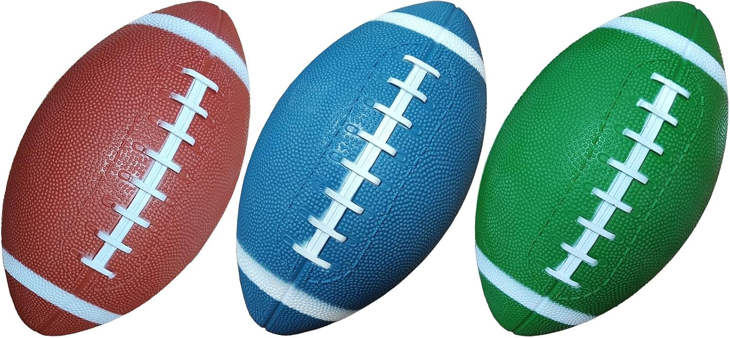 3-Pack 8-Inch Waterproof Footballs for Pool, Beach, & Backyard - Ideal for Water & Land Play - Ball Pump Included,  Size for Kids & Teens