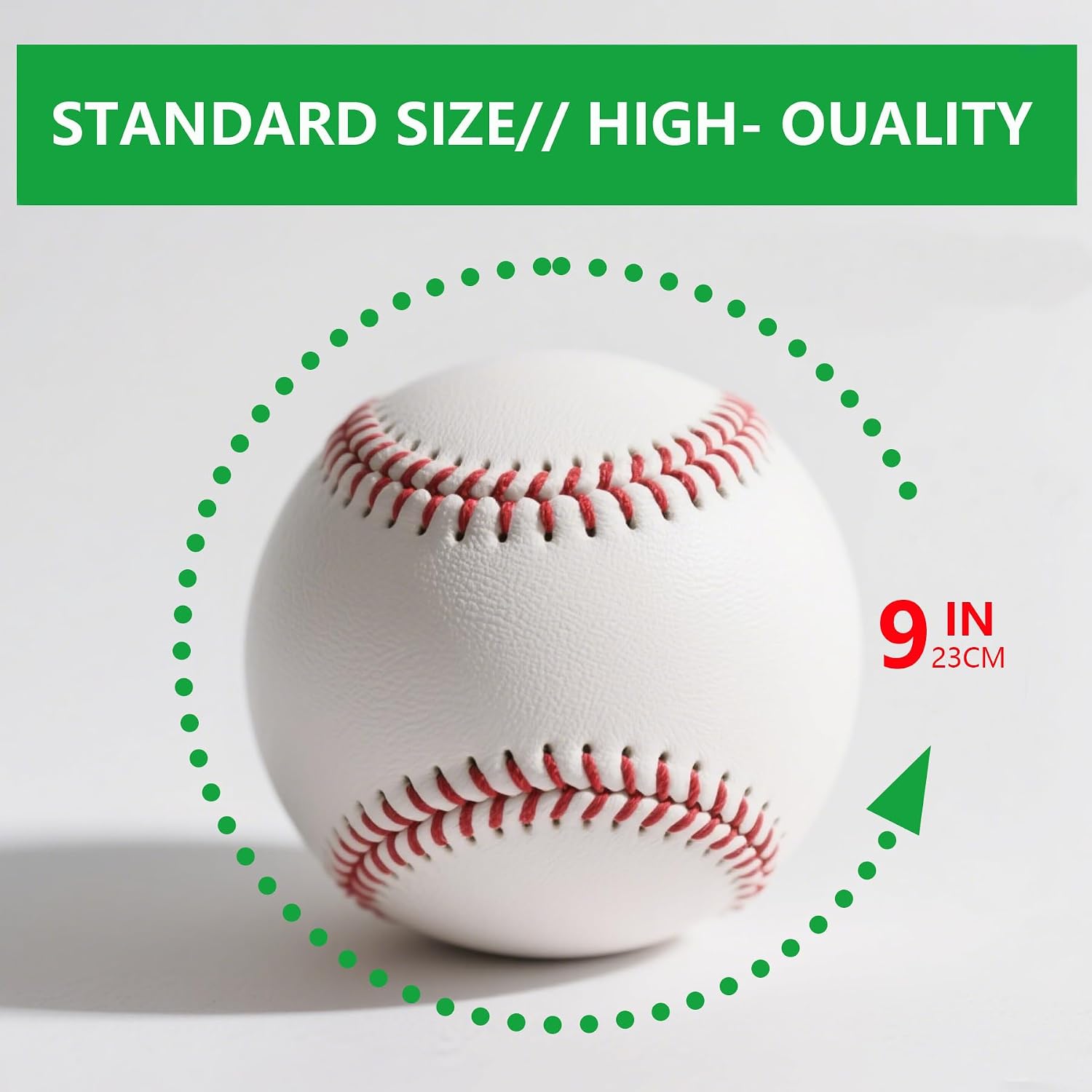 Blank Standard Baseball Balls, Official Size 9 Inch Leather Covered Practice Baseball Training Ball for League Play, Pitching, Hitting, Batting, Fielding, Autograph