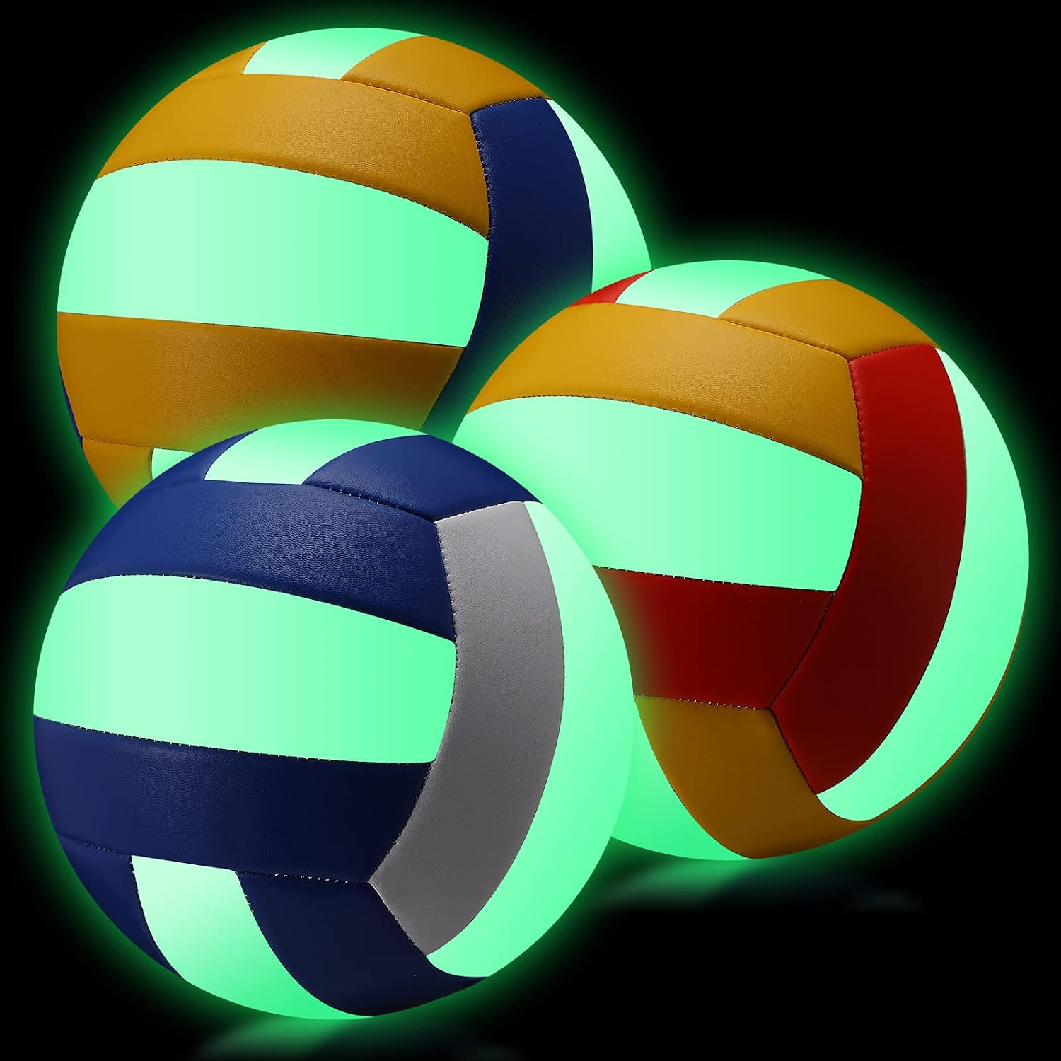 3 Pcs Glow in The Dark Volleyball Official Size 5 with Pump Bag Light up Volleyball for Adult Child Indoor Outdoor Training Game Sport Christmas Back to School Party Gift