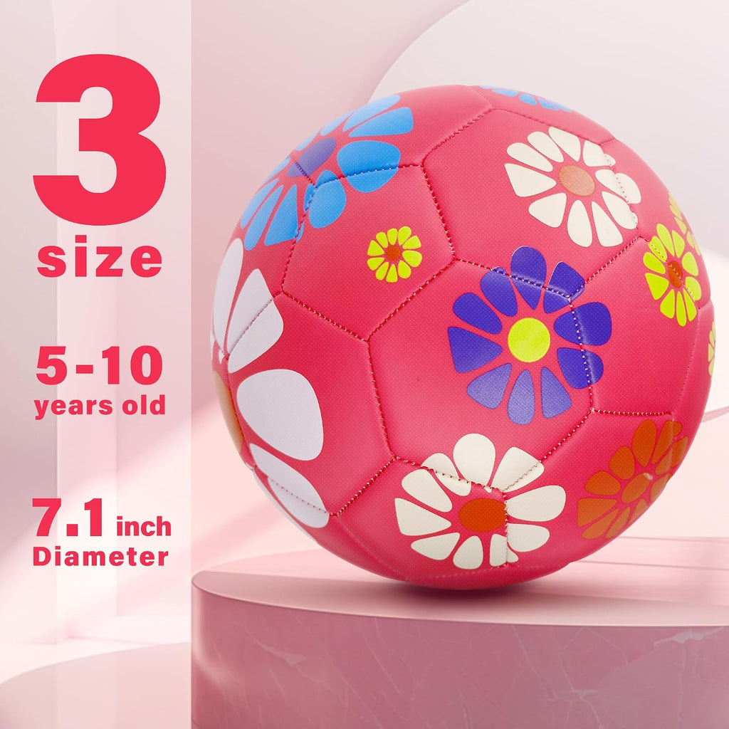 Soccer Balls Size 3 - Girls Soccer Ball Size 3, Soccer Ball for Kids Aged 4-6 6-8 Outdoors Sports Ball Recreation Playing Ball Birthday Christmas Soccer Gifts