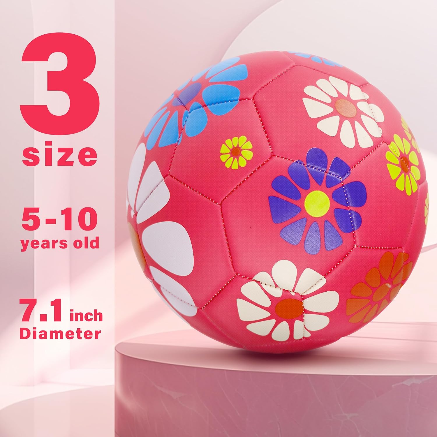Soccer Balls Size 3 - Girls Soccer Ball Size 3, Soccer Ball for Kids Aged 4-6 6-8 Outdoors Sports Ball Recreation Playing Ball Birthday Christmas Soccer Gifts