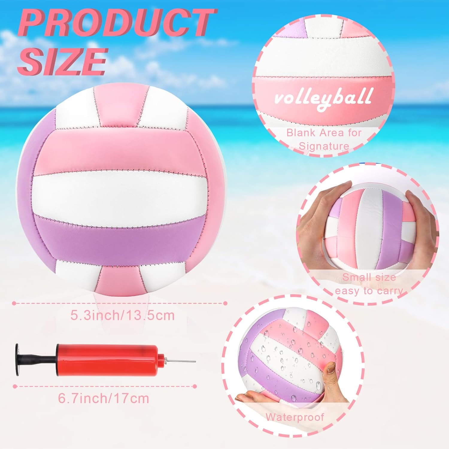Size 2 Mini Volleyball 5.3 inch Small Beach Volleyball Soft Outdoor Indoor Volleyball Autograph Ball with Air Pump Volleyball Team Gifts for Kids Youth Team Collectors Sports Party（VERY SMALL）