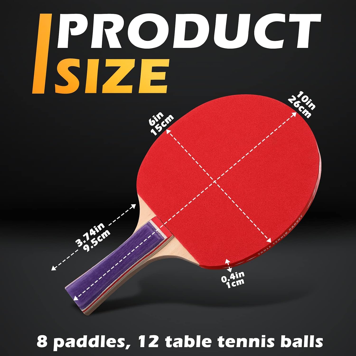 4 Pack Portable Table Tennis Set Table Tennis Paddle Kit 8 Table Tennis Paddles and 12 Balls Table Tennis Racket Player Set for Starter Indoor Outdoor