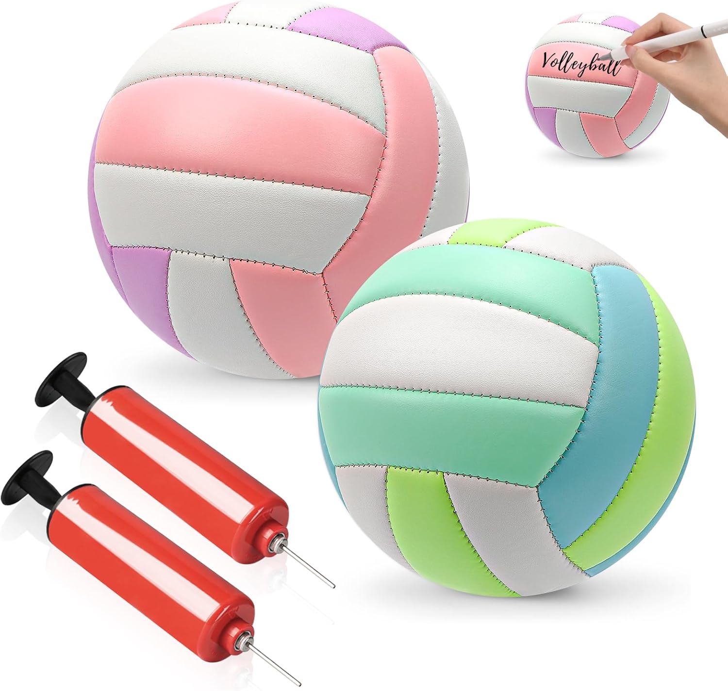 Size 2 Mini Volleyball 5.3 inch Small Beach Volleyball Soft Outdoor Indoor Volleyball Autograph Ball with Air Pump Volleyball Team Gifts for Kids Youth Team Collectors Sports Party（VERY SMALL）