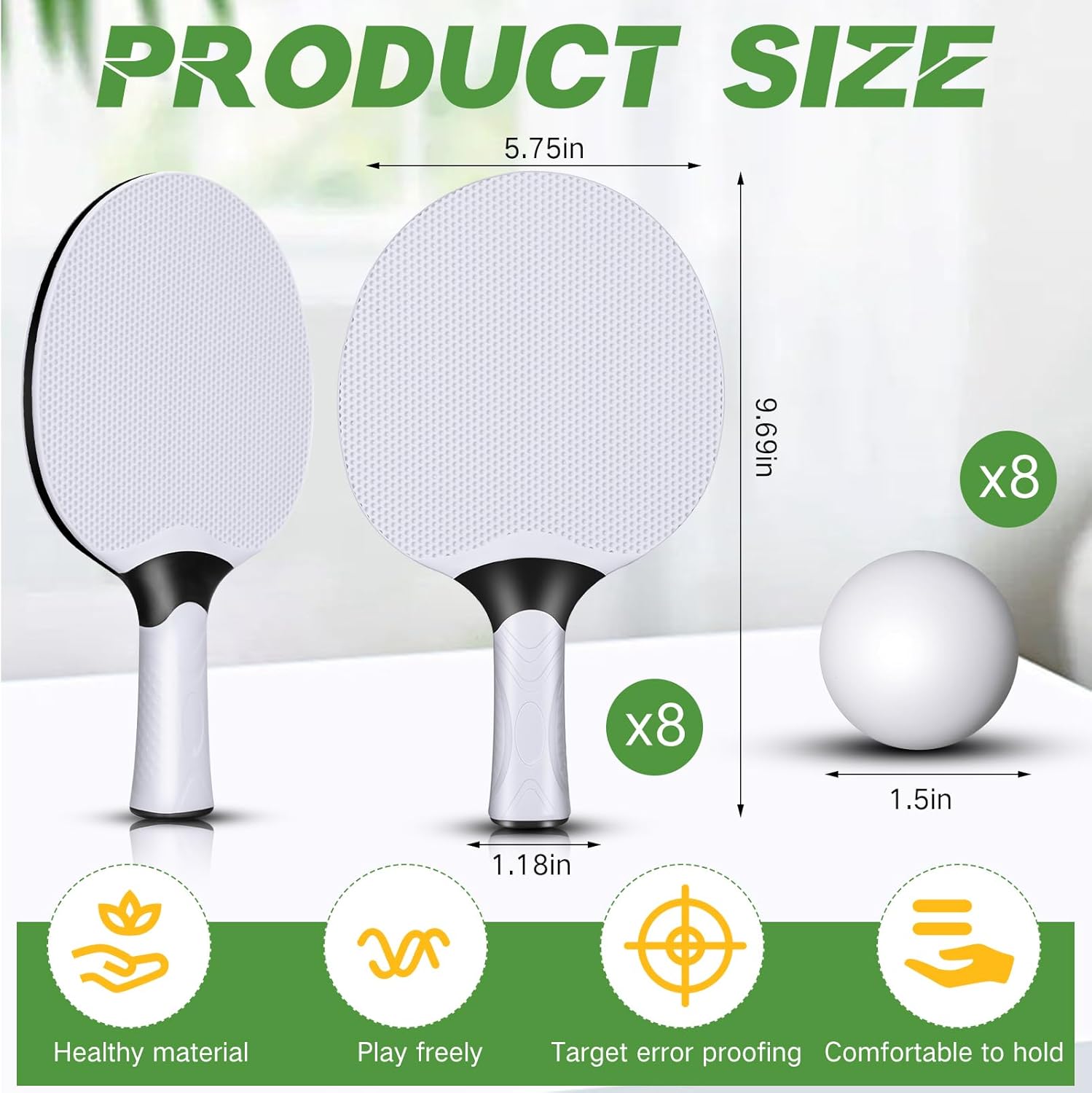 8 Pieces Table Tennis Paddles Kit Professional Rackets Set Portable Composite Rubber Table Tennis Racquets with 8 Balls for Indoor and Outdoor