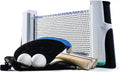 Portable Ping Pong Set - Table Top Ping Pong Net + (2) Paddles - Ping Pong Balls Included - 2 Players