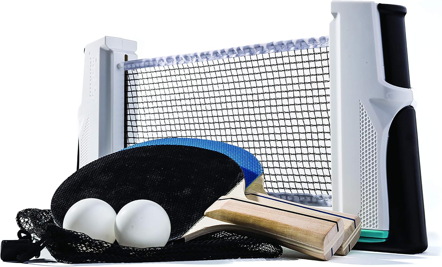 Portable Ping Pong Set - Table Top Ping Pong Net + (2) Paddles - Ping Pong Balls Included - 2 Players