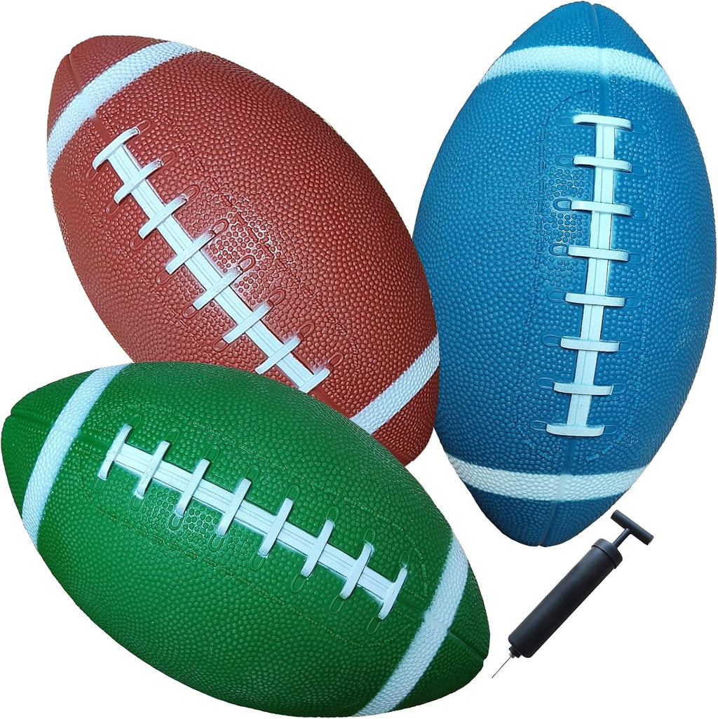 3-Pack 8-Inch Waterproof Footballs for Pool, Beach, & Backyard - Ideal for Water & Land Play - Ball Pump Included,  Size for Kids & Teens