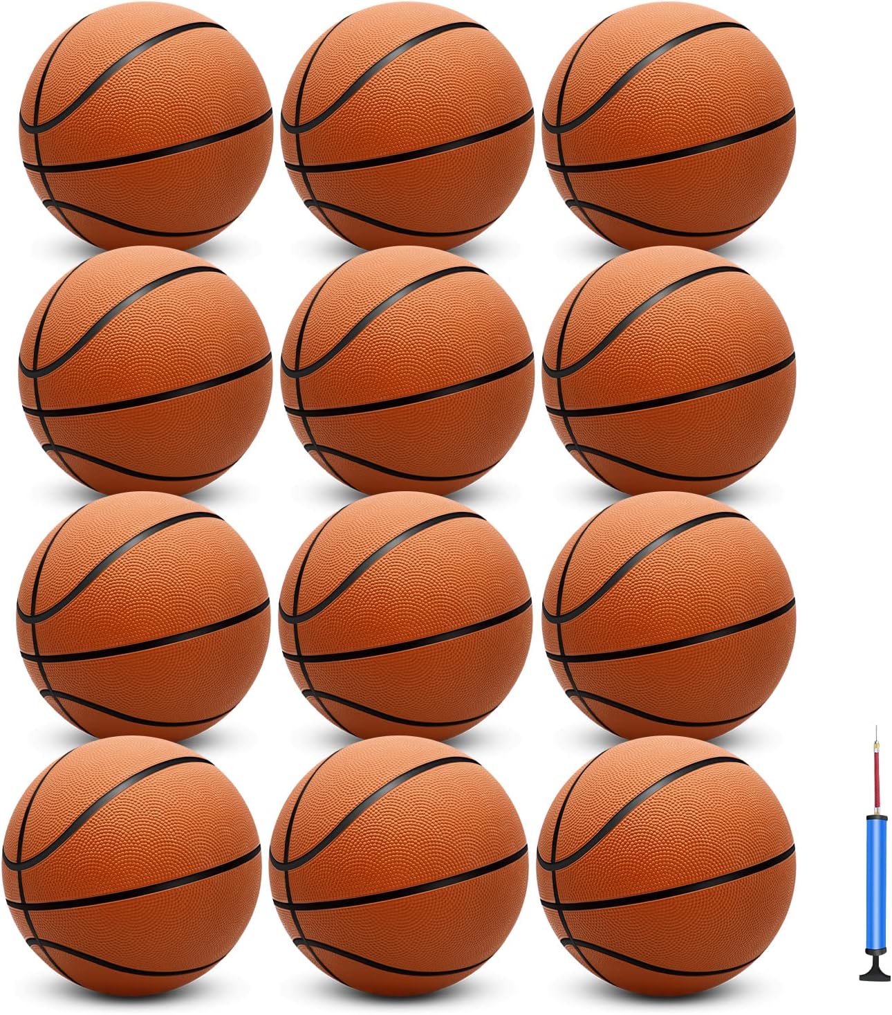 12 Pack 29.5" Official Size 7 Basketball Balls Inflatable with Pump for Men for Outdoor, Indoor or Training，Mens Basketball，Adult Basketball（Orange