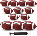 12 Pcs Composite Leather Footballs Official Composite Ball Inflatable Football with Pump Indoor Outdoor Football Bulk for Training and Recreational Play